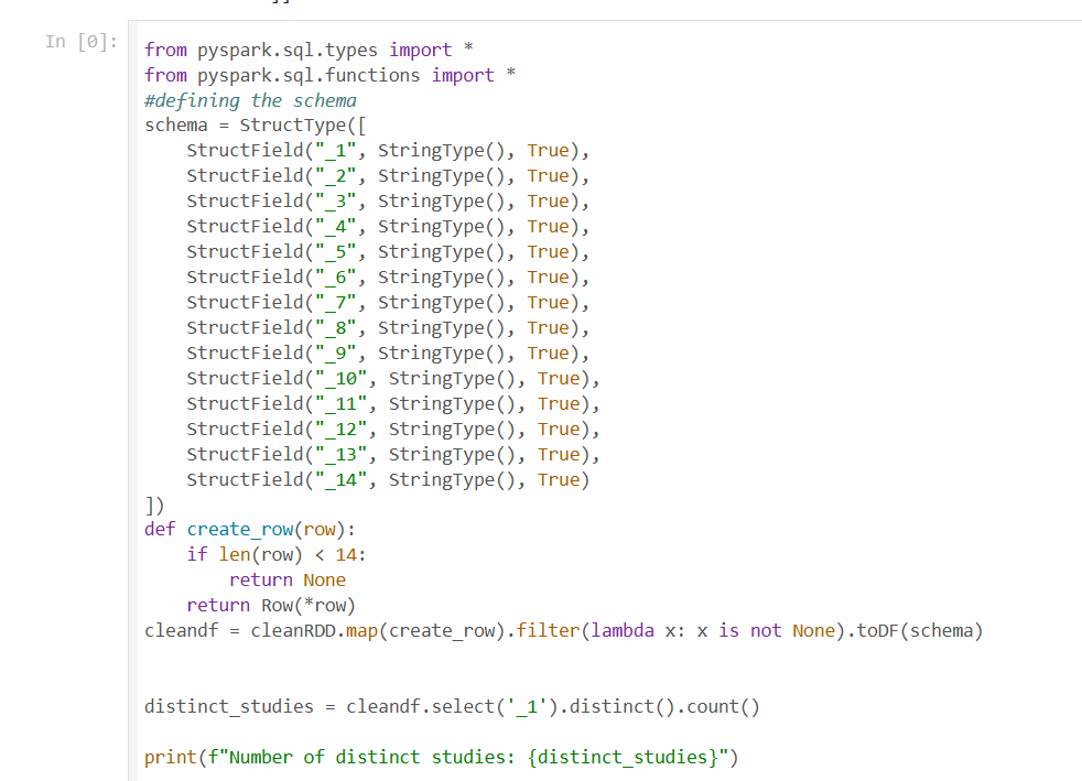 Creating DataFrame Schema